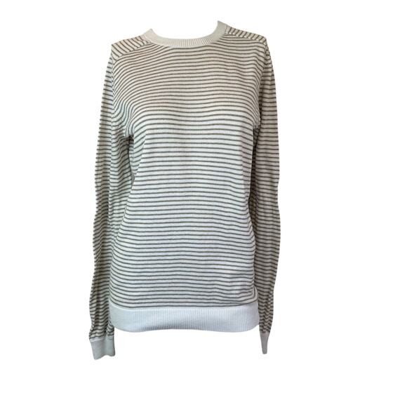 Trovata Women's Cream and Tan Striped Lightweight Cotton Sweater sz S Small Spot - Picture 1 of 8